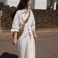 Cotton-nylon knot-belt minimal shirtdress | 3 color