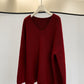 Cotton blend wool loose fit V-neck sweater | 4 color