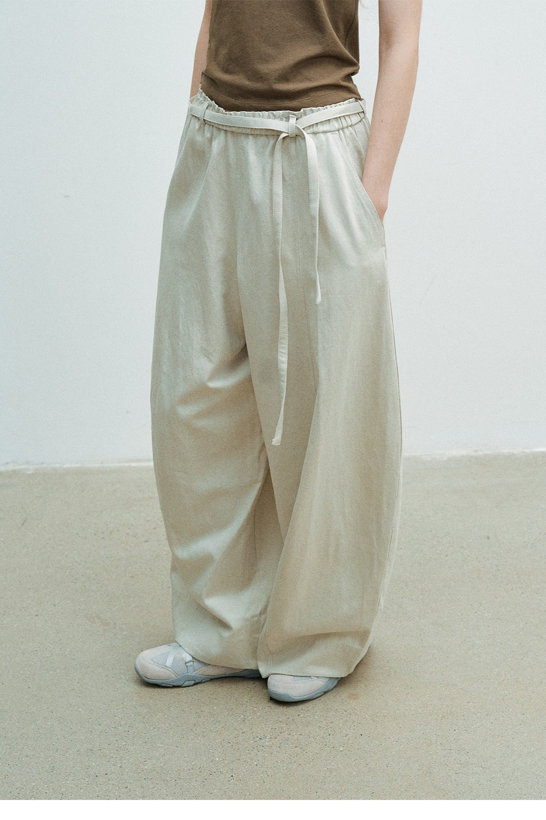 Tencel-cotton blend high-waist lantern pants | 2 color