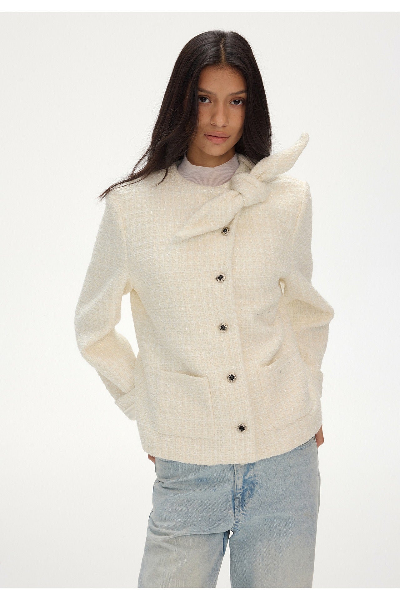 Wool-blend structured jacket | 2 color