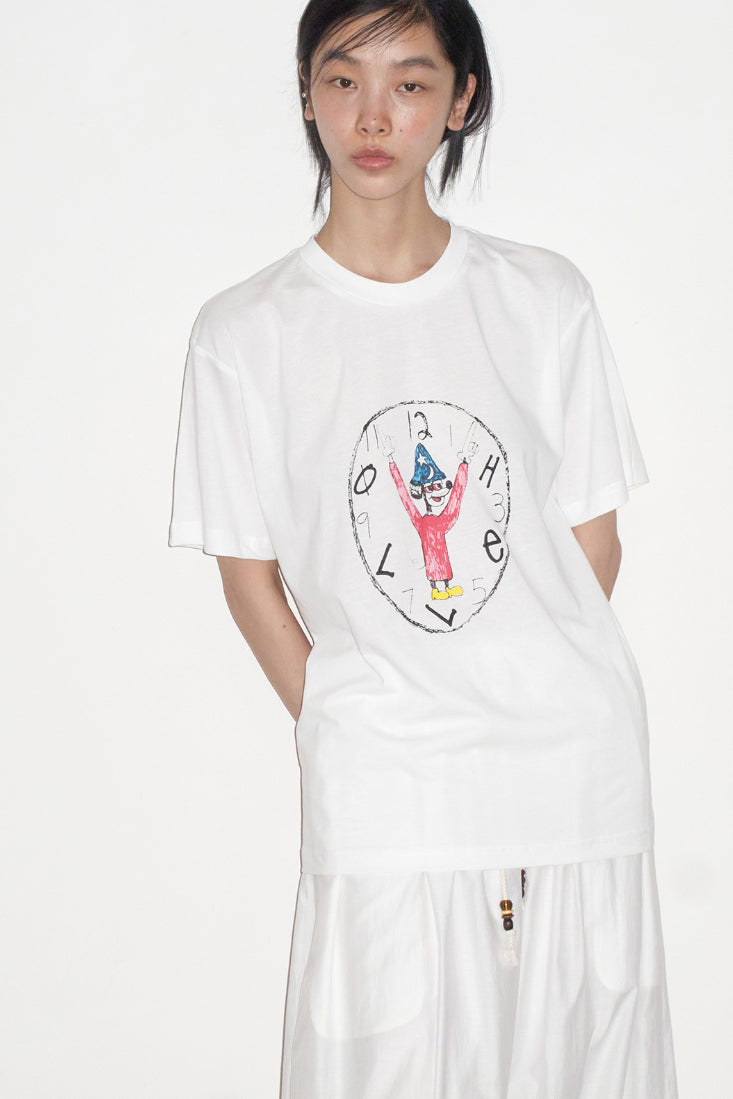 Cotton loose-fitting cartoon graffiti print t-shirt | 3 color