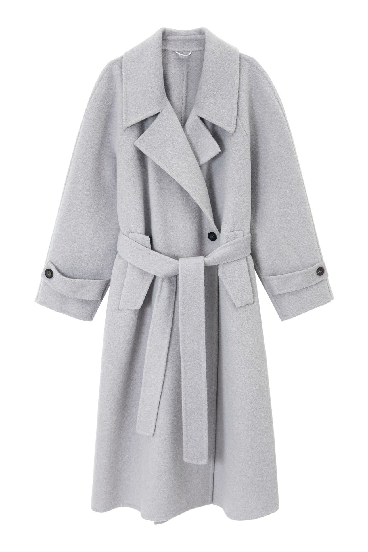 Classic 100% wool double-faced waist-cinched coat | 2 color