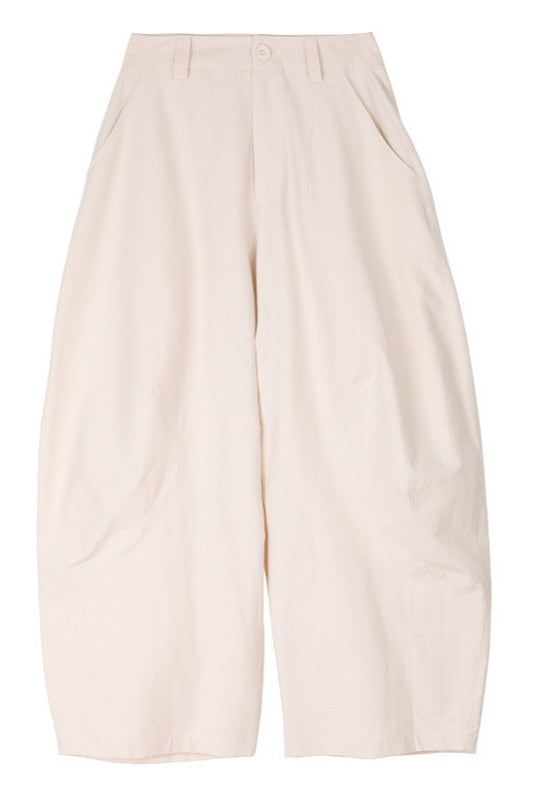 Pantalon spacieux en mélange de coton élégant en forme de banane | 4 couleurs