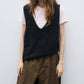 100% wool rolled edge v-neck vest | 4 color