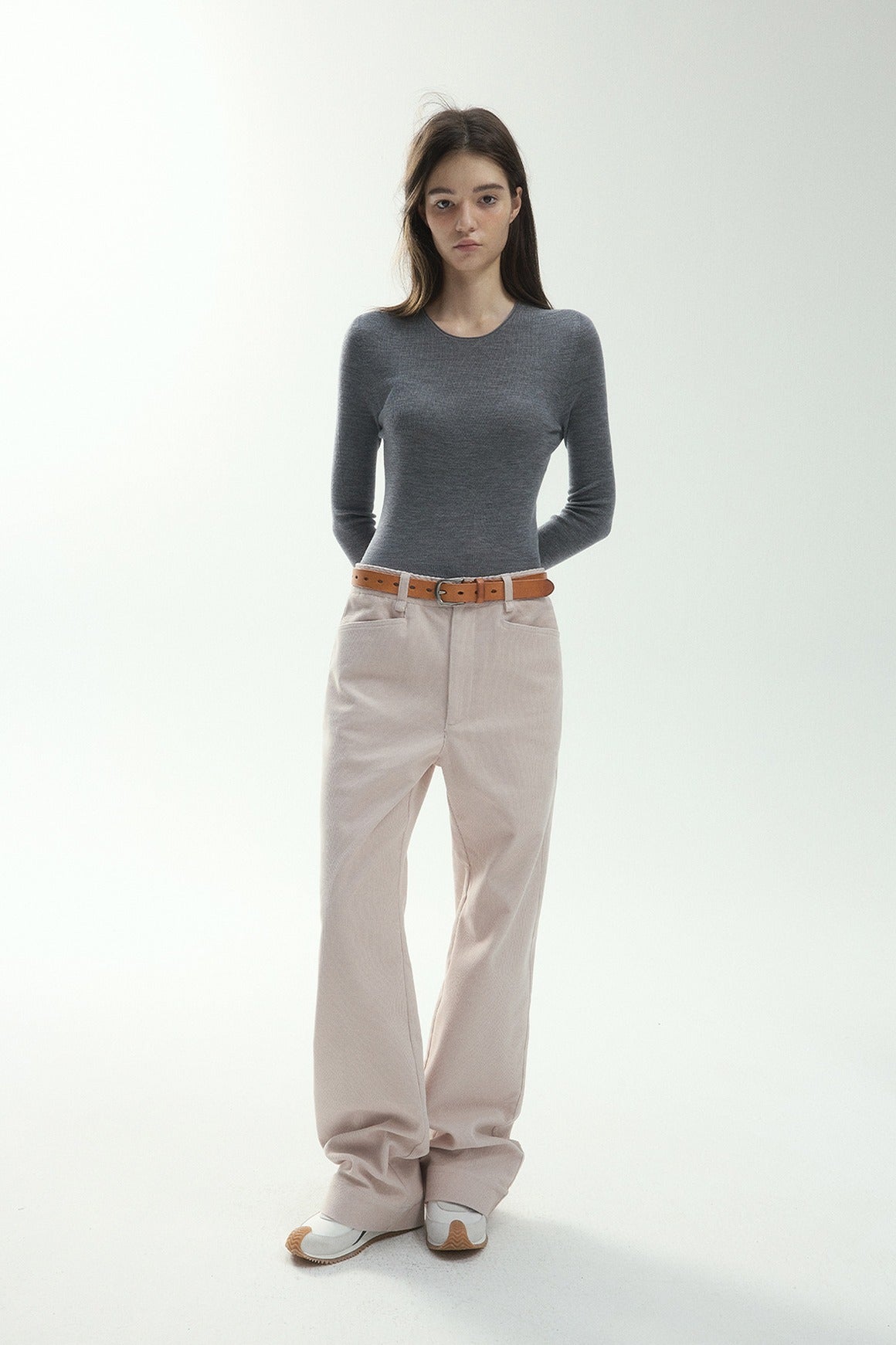 Cotton blend straight-leg corduroy pants | 3 color