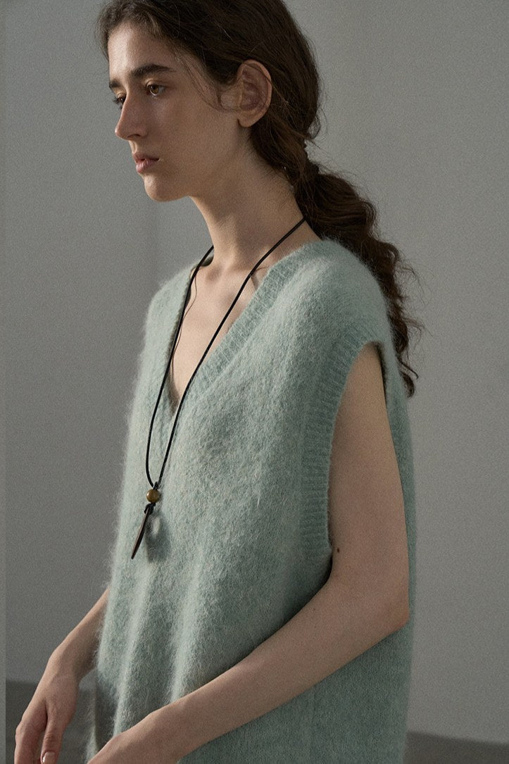 Alpaca blend furry loose fitting sweater vest | 5 color