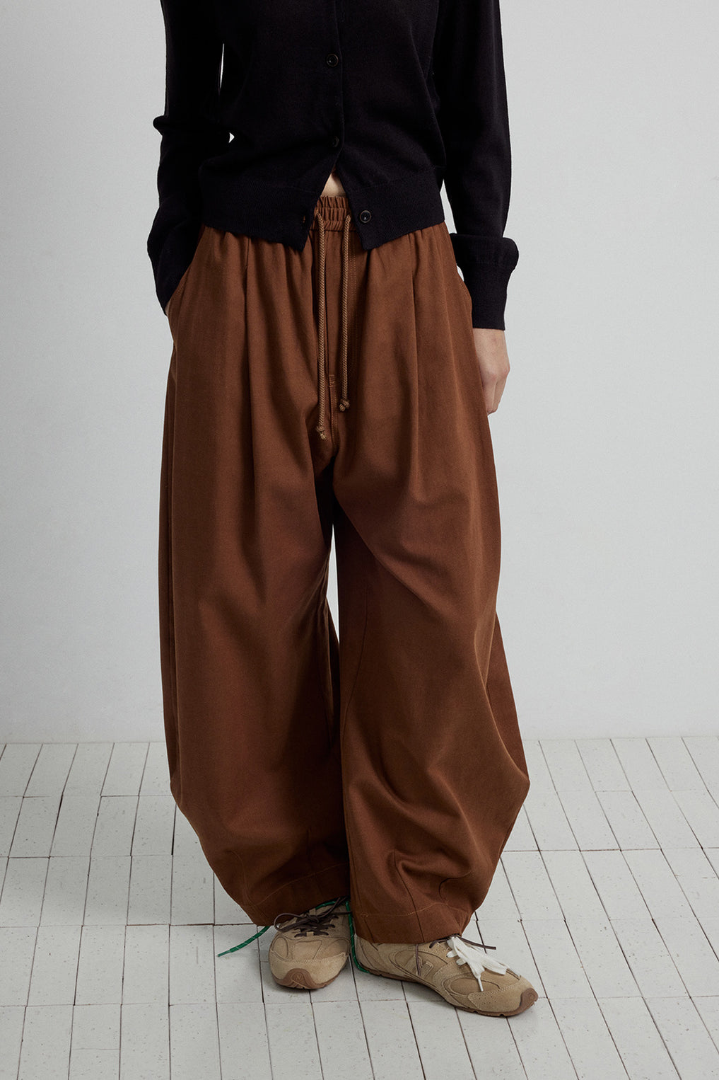 Relaxed balloon silhouette wide leg pants | 4 color