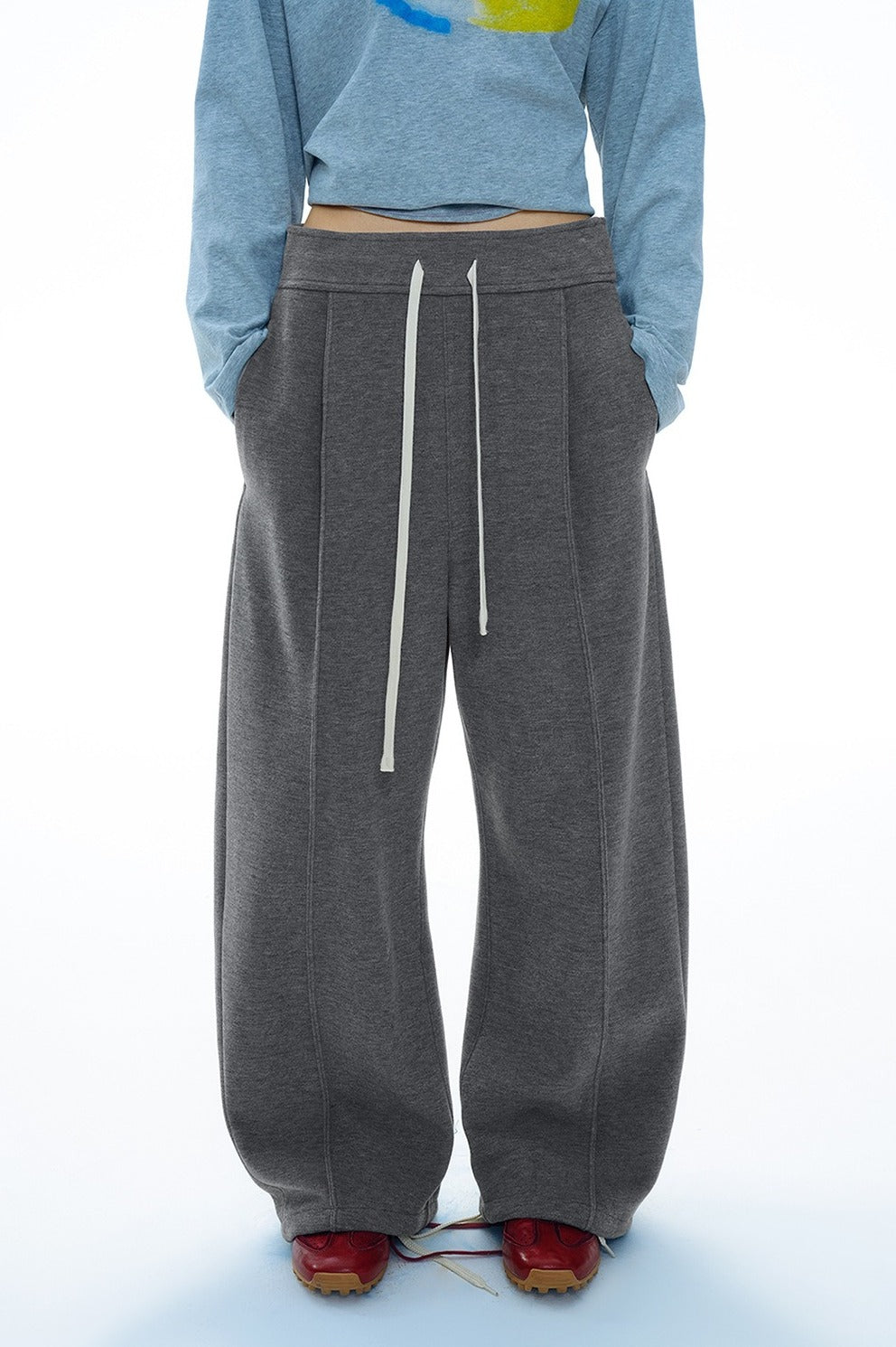 Sickle shaped wide-leg casual pants | 3 color