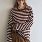 Wool blend oversized striped knitwear | 5 color