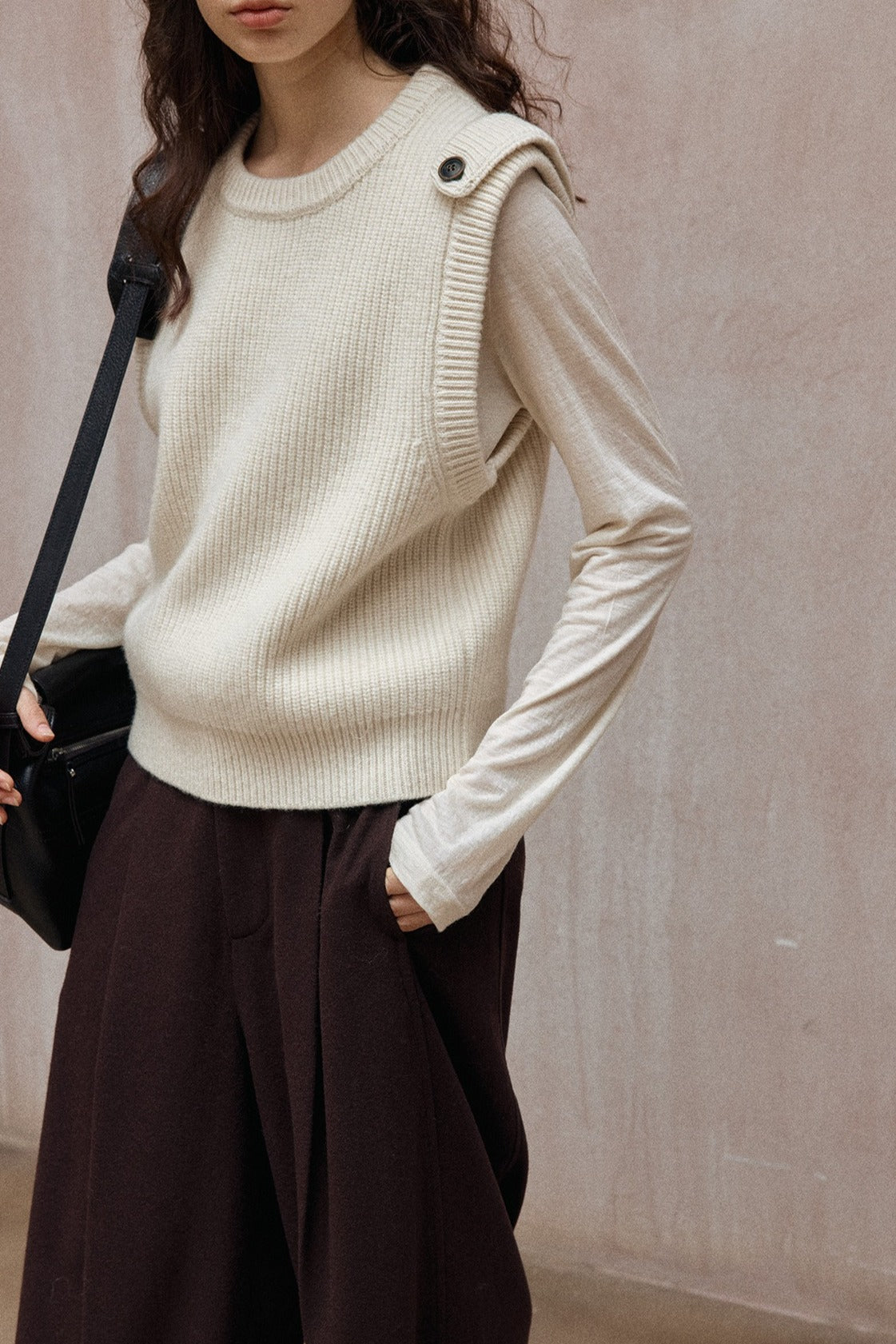 100% wool shoulder straps vest | 3 color