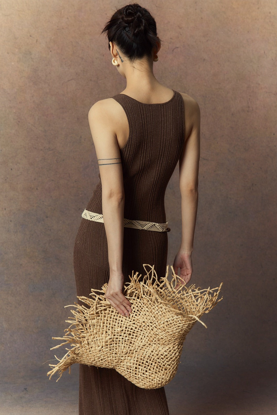 Rib-knit Floor-length skirt—acrylic-Lyocell-linen | 3 color