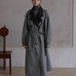 Wool blend contrasting lapel gabardine trench coat | 2 color
