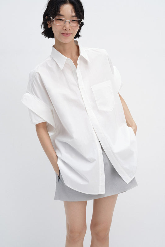 100% cotton chic shirt with rolled-up sleeves | 4 color
