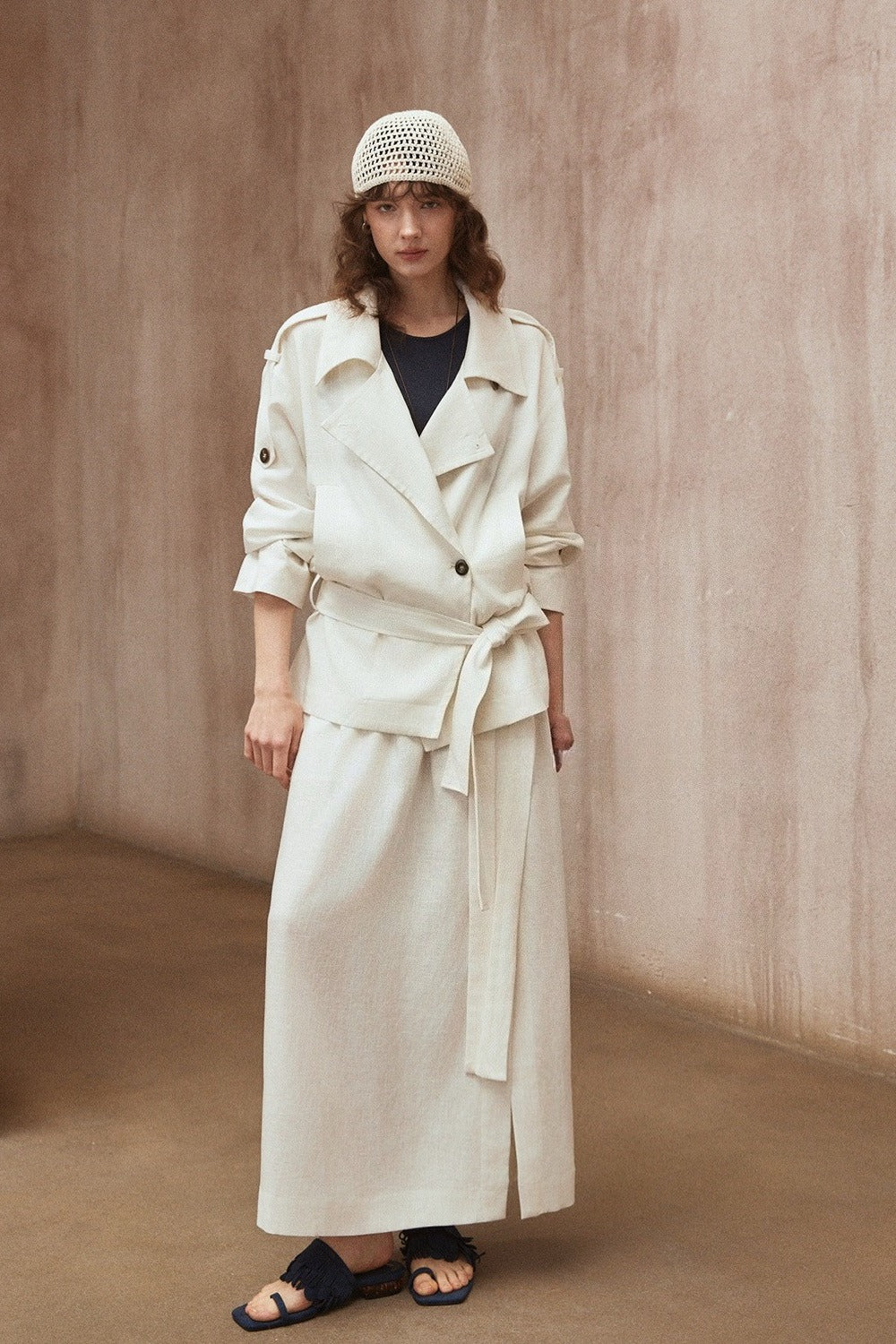 Chaqueta corta tipo gabardina de lino y lyocell de tacto suave | 2 colores