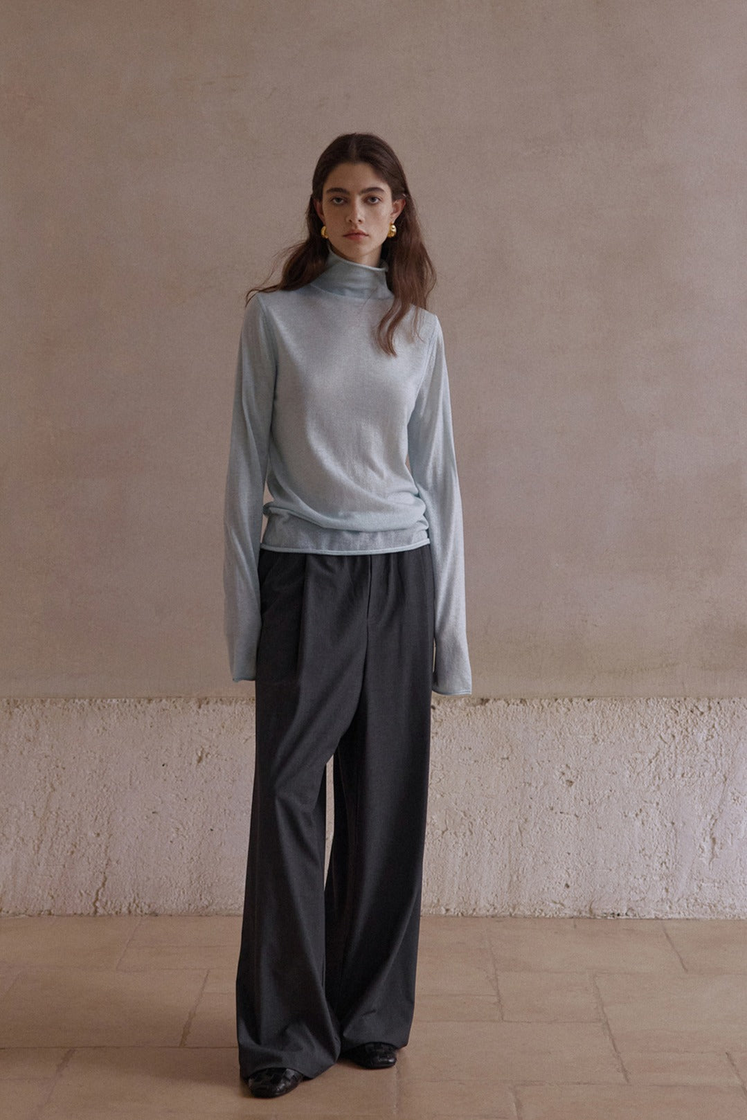 Lightweight thin wide-leg drape casual pants | 2 color