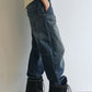 100% cotton adjustable back waist silhouetted jeans | 2 color