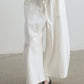 Cotton blend linen sickle shape wide-leg 8/9 pants | 4 color