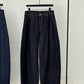 Cotton blend loose fit mid-low rise jeans | 2 color