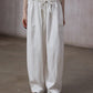Cotton blend cocoon shape lace waist loose pants dark grey