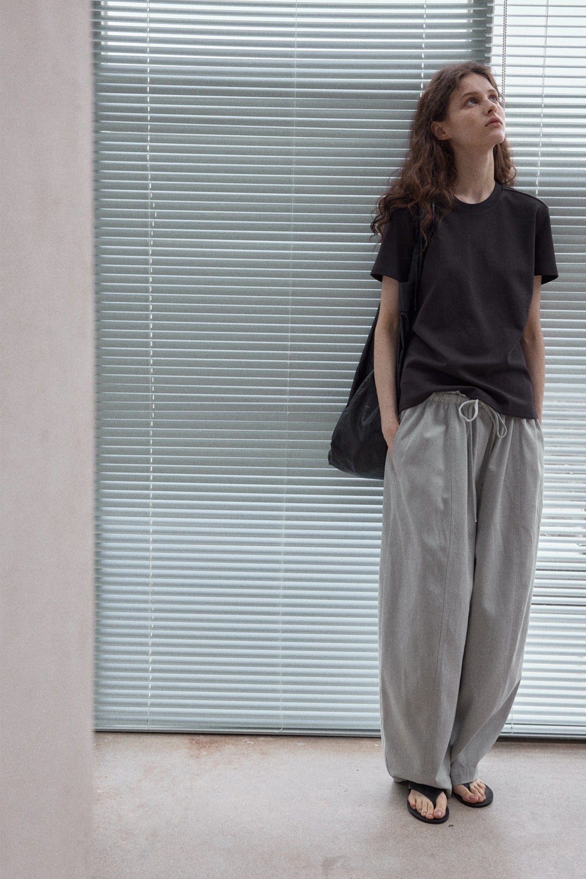 Cotton blend cocoon shape lace waist loose pants | 5 color