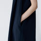Lyocell blend pleated neck sleeveless dress | 3 color