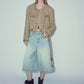 Cropped chain trim rough edge tweed jacket | 2 color