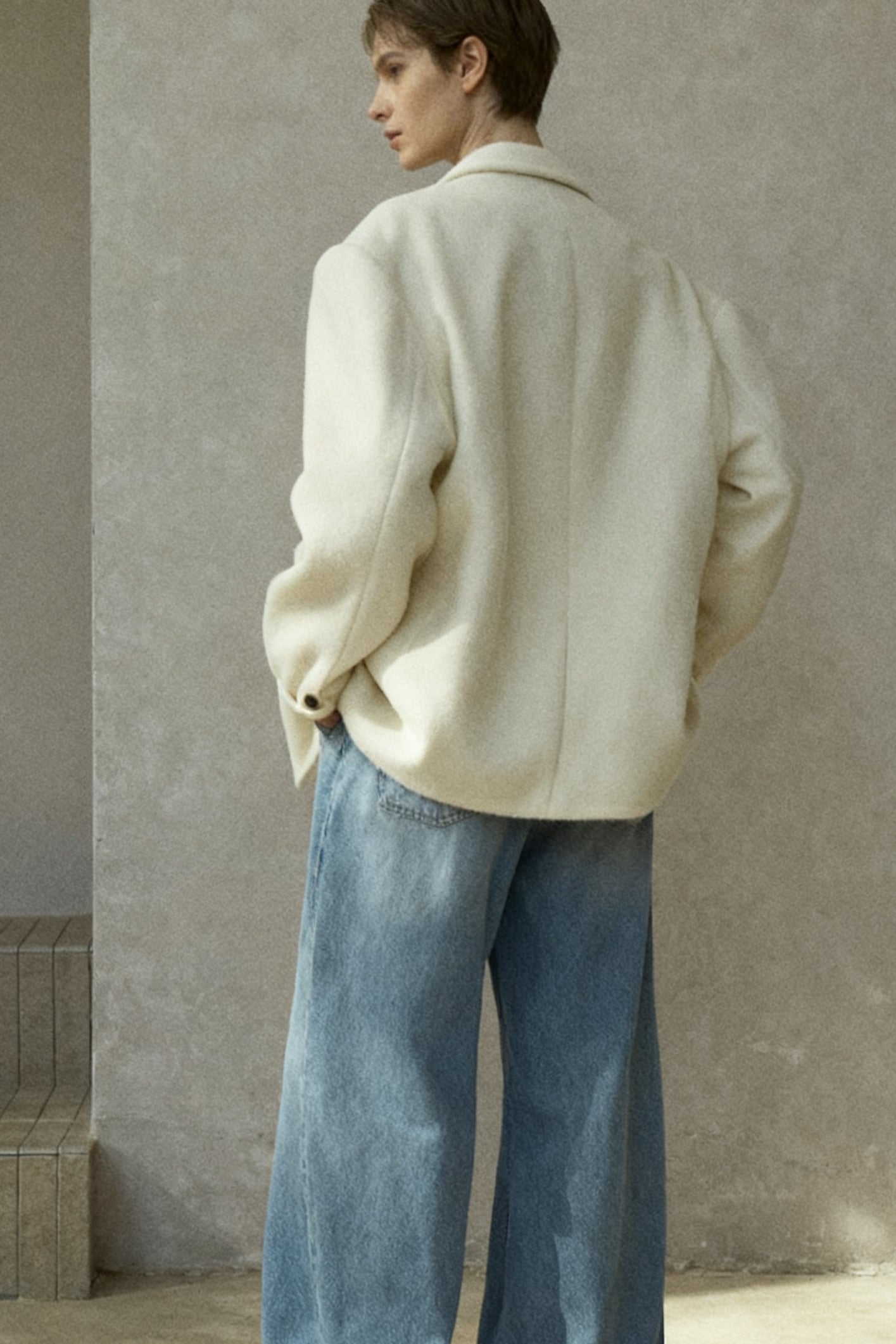 Chaqueta holgada de textura suave 100% lana | 3 colores