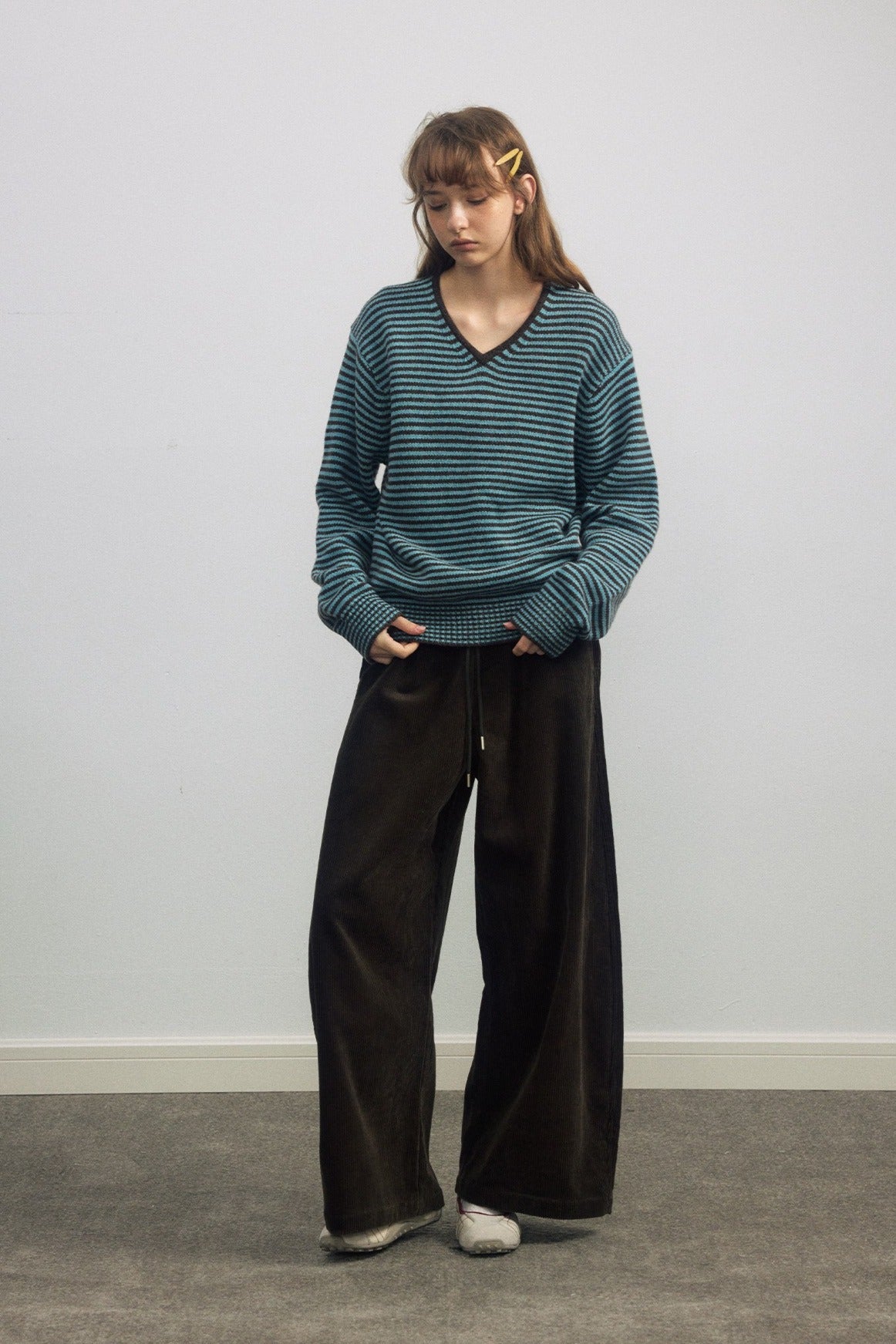 100% cotton wide-leg scythe-shape corduroy pants | 5 color
