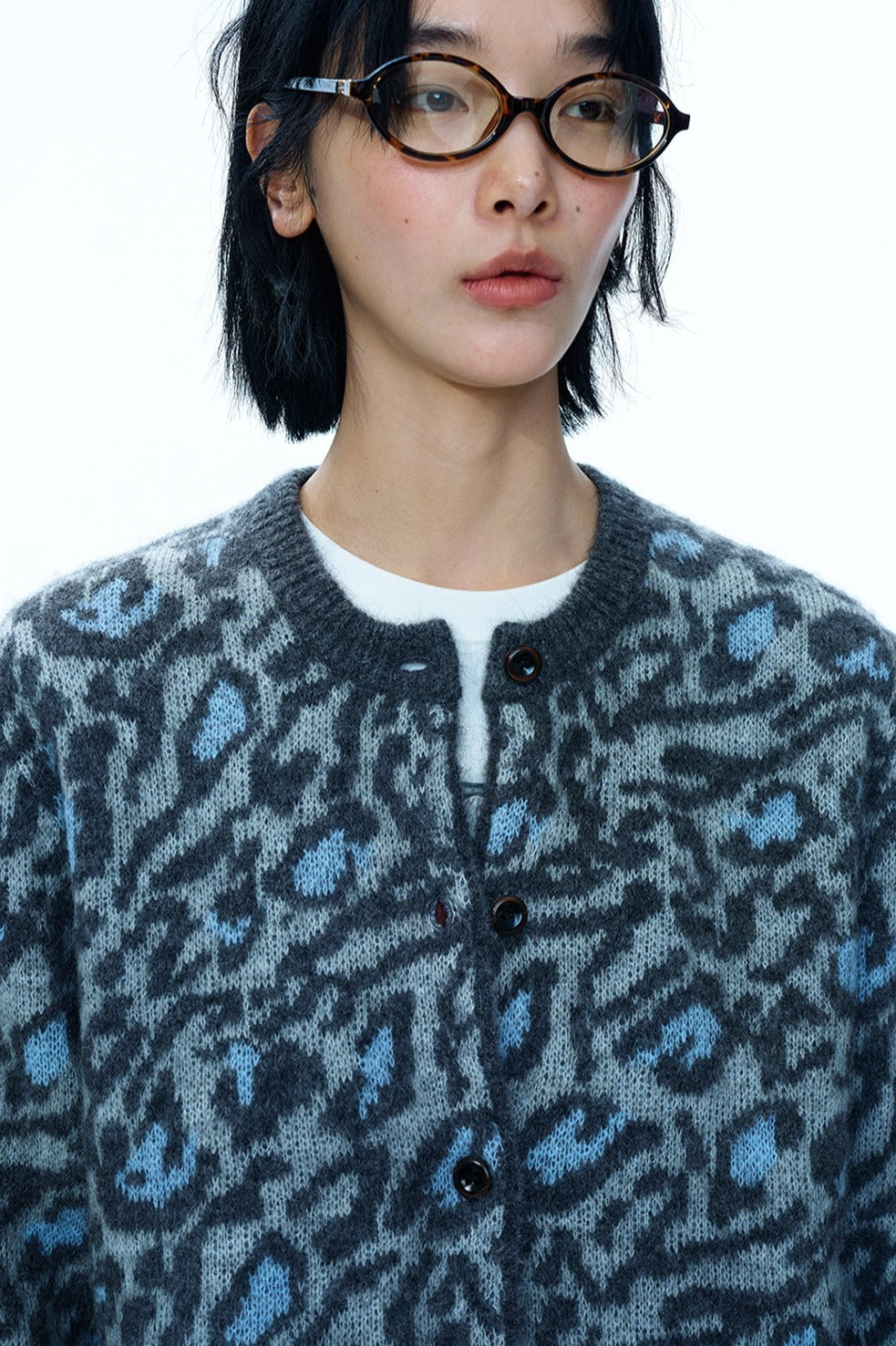 Alpaca blend leopard print cardigan | 2 color