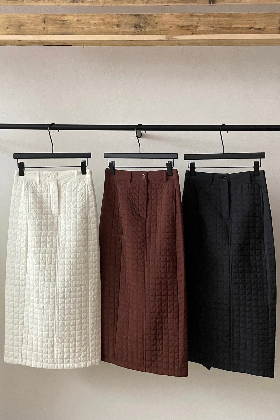 Nylon check pattern minimalist skirt | 3 color