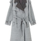 Wool blend contrasting lapel gabardine trench coat | 2 color