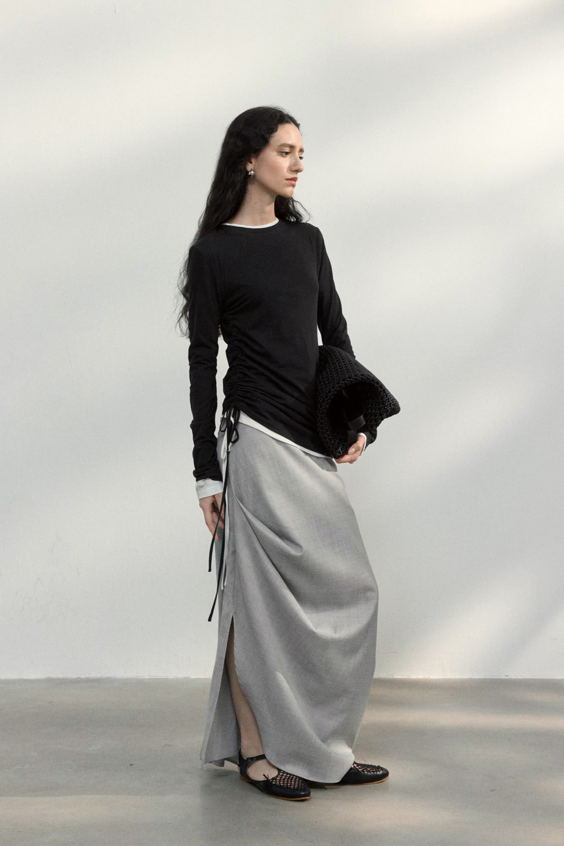 Wool blend irregular pleats modern skirt | 2 color