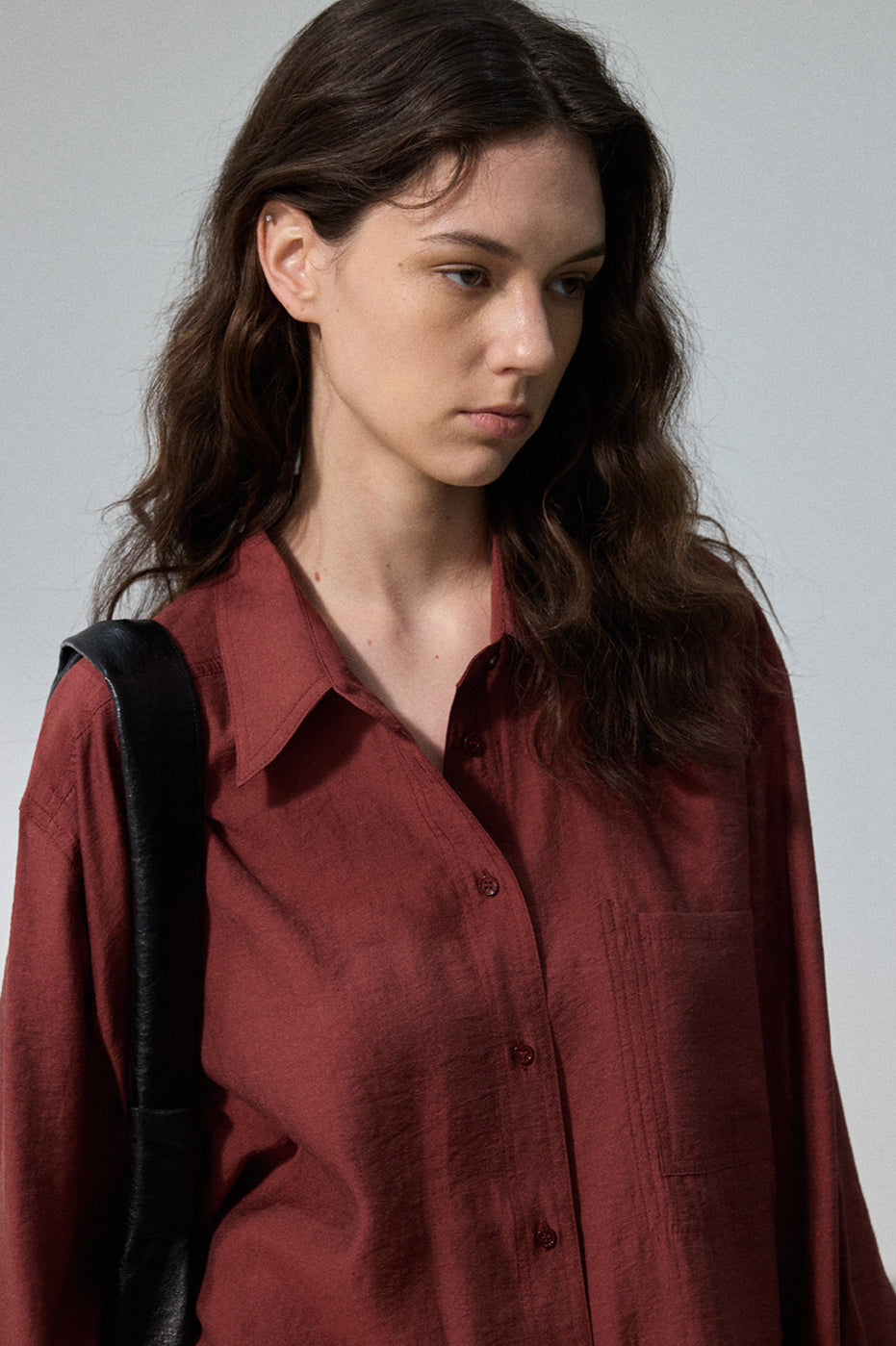 Simplicity semi-sheer wide shirt | 6 color