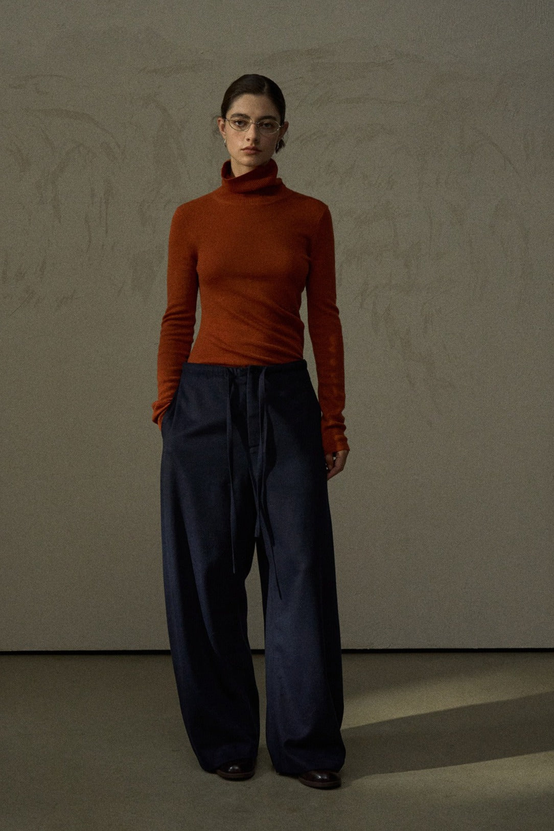 Languid wide-leg scimitar curve pants | 2 color