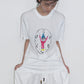 Cotton loose-fitting cartoon graffiti print t-shirt | 3 color