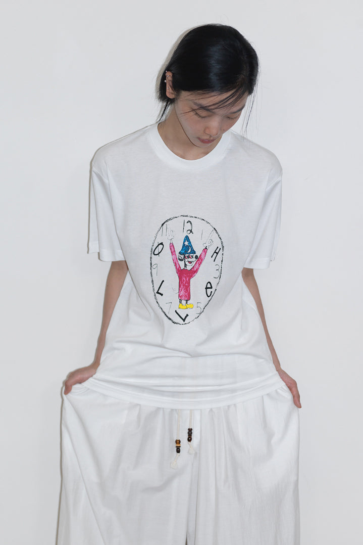 Cotton loose-fitting cartoon graffiti print t-shirt | 3 color