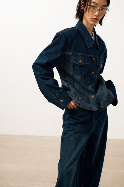 Veste en denim taille sablier en coton | 2 couleurs