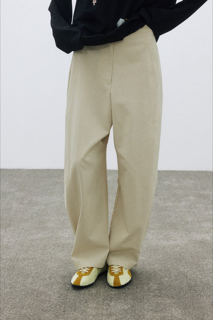 Viscose-cotton curved silhouette casual cleanfit pants | 3 color