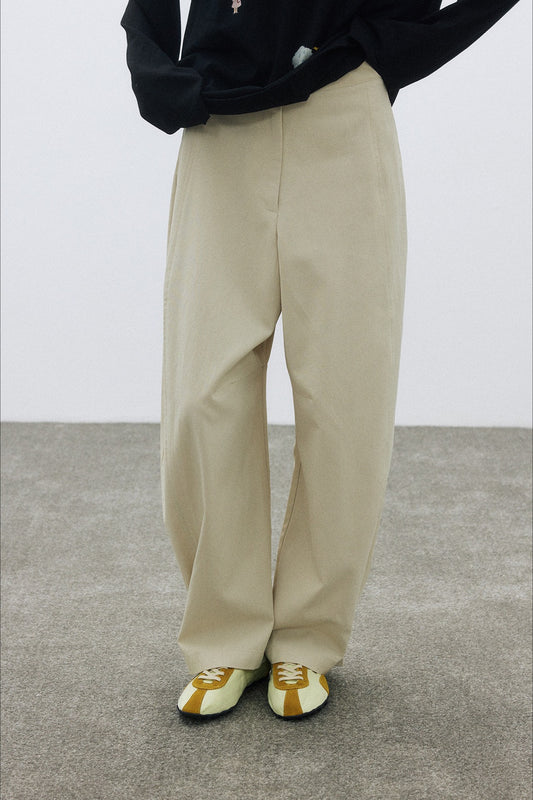 Viscose-cotton curved silhouette casual cleanfit pants | 3 color