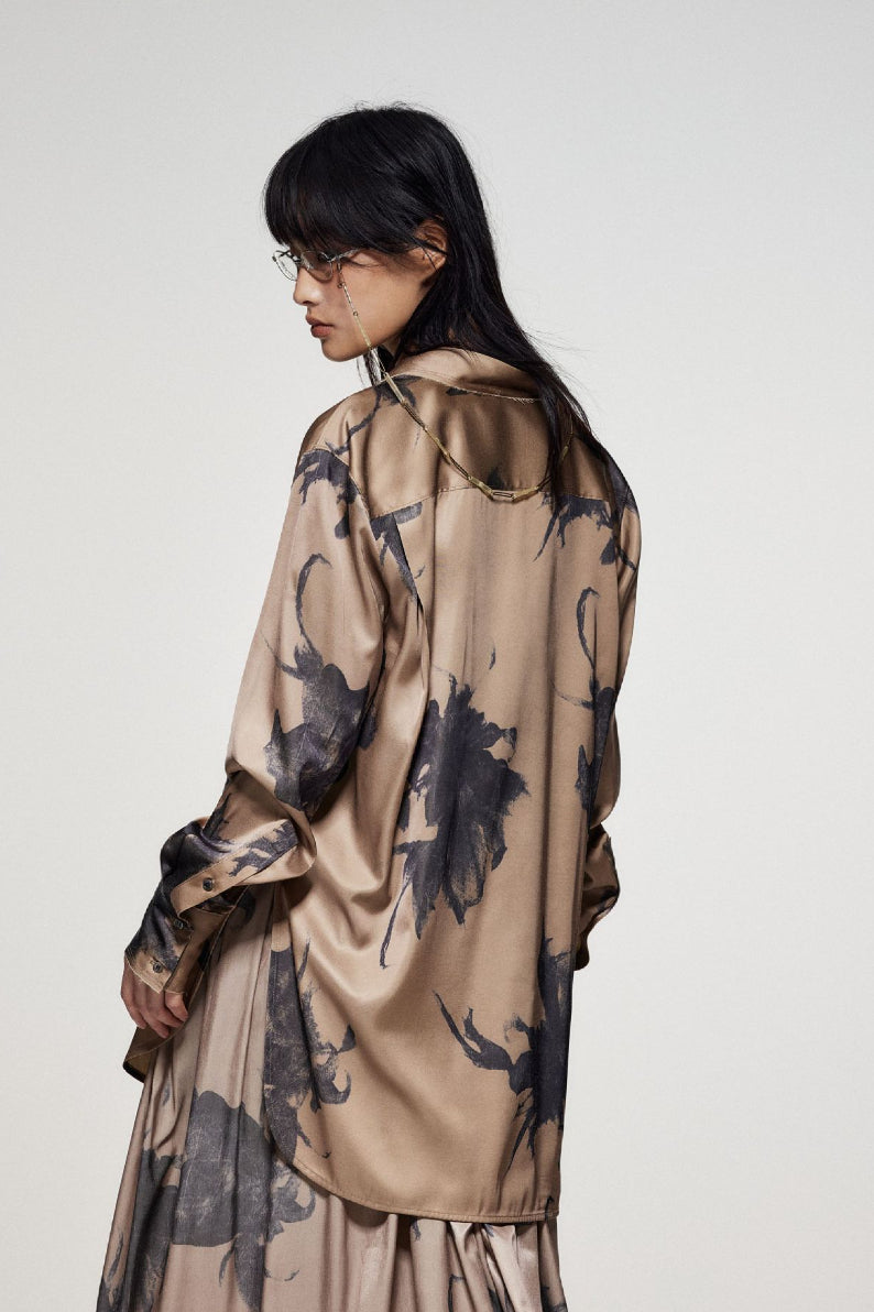 Artist ink painting style oversized silhouette long shirt | 2 color