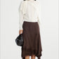 Lyocell irregular hem lace insets A-line skirt | 2 color