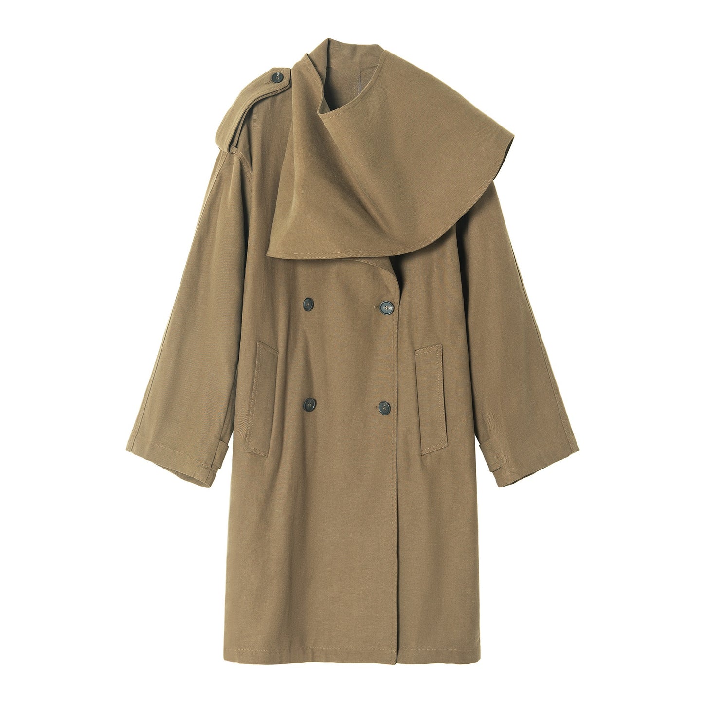 Romantic scarf collar mid-length trench coat | 2 color