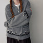100% sheep wool horse jacquard zip-up cardigan | 4 color