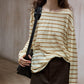 Wool blend lightweight loose-fit striped knitwear | 4 color