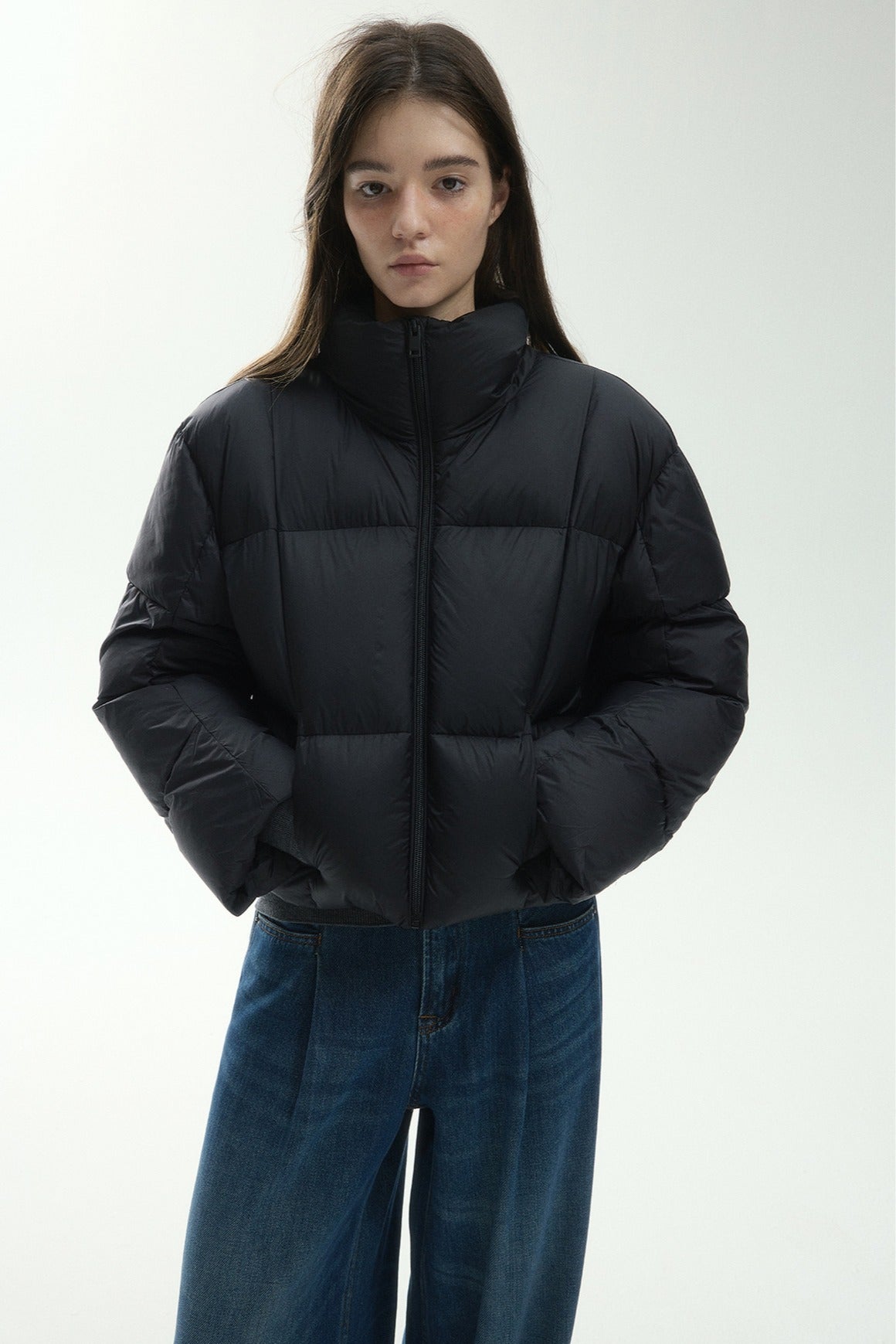 Stand-up collar chic style short down jacket | 4 color