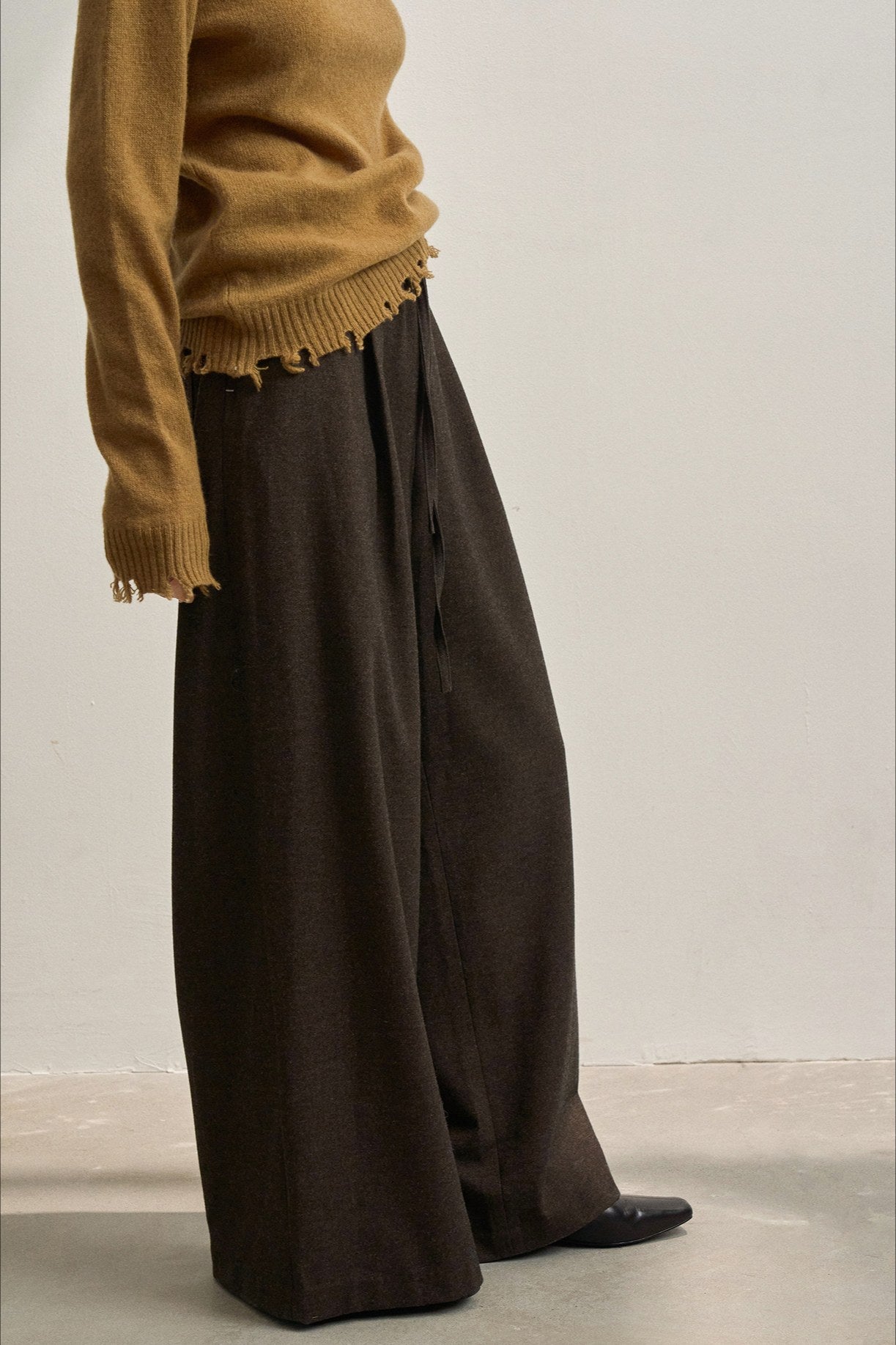 Elastic waistband wide leg straight pants | 3 color