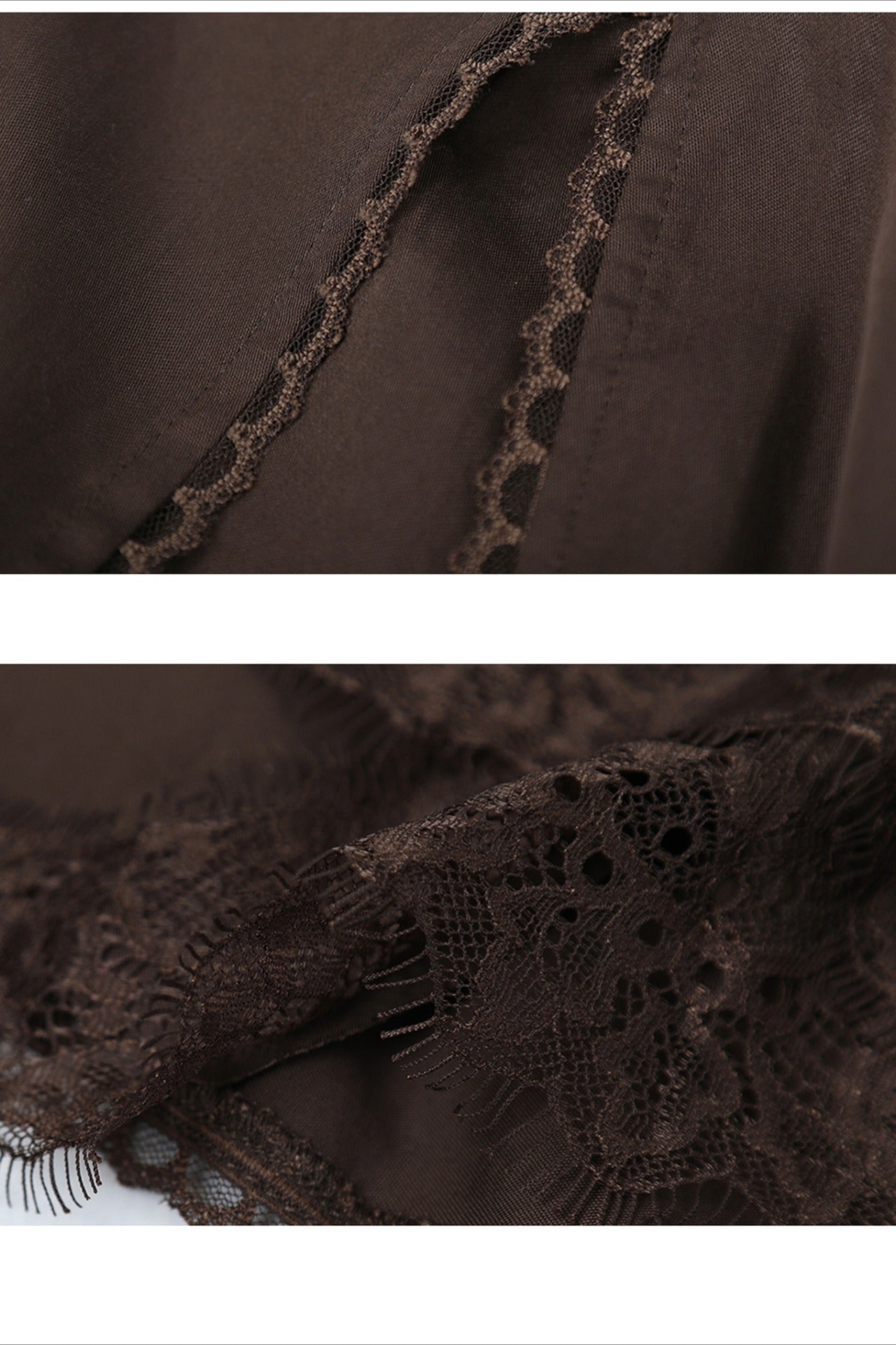 Lyocell irregular hem lace insets A-line skirt | 2 color