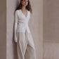 Lyocell blend large lapel ribbed cardigan | 4 color
