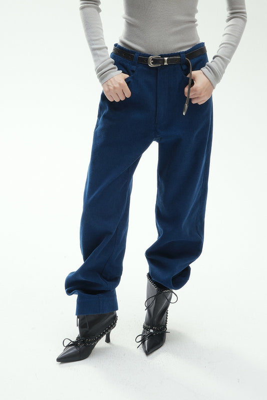 Cotton blend straight-leg corduroy pants | 3 color