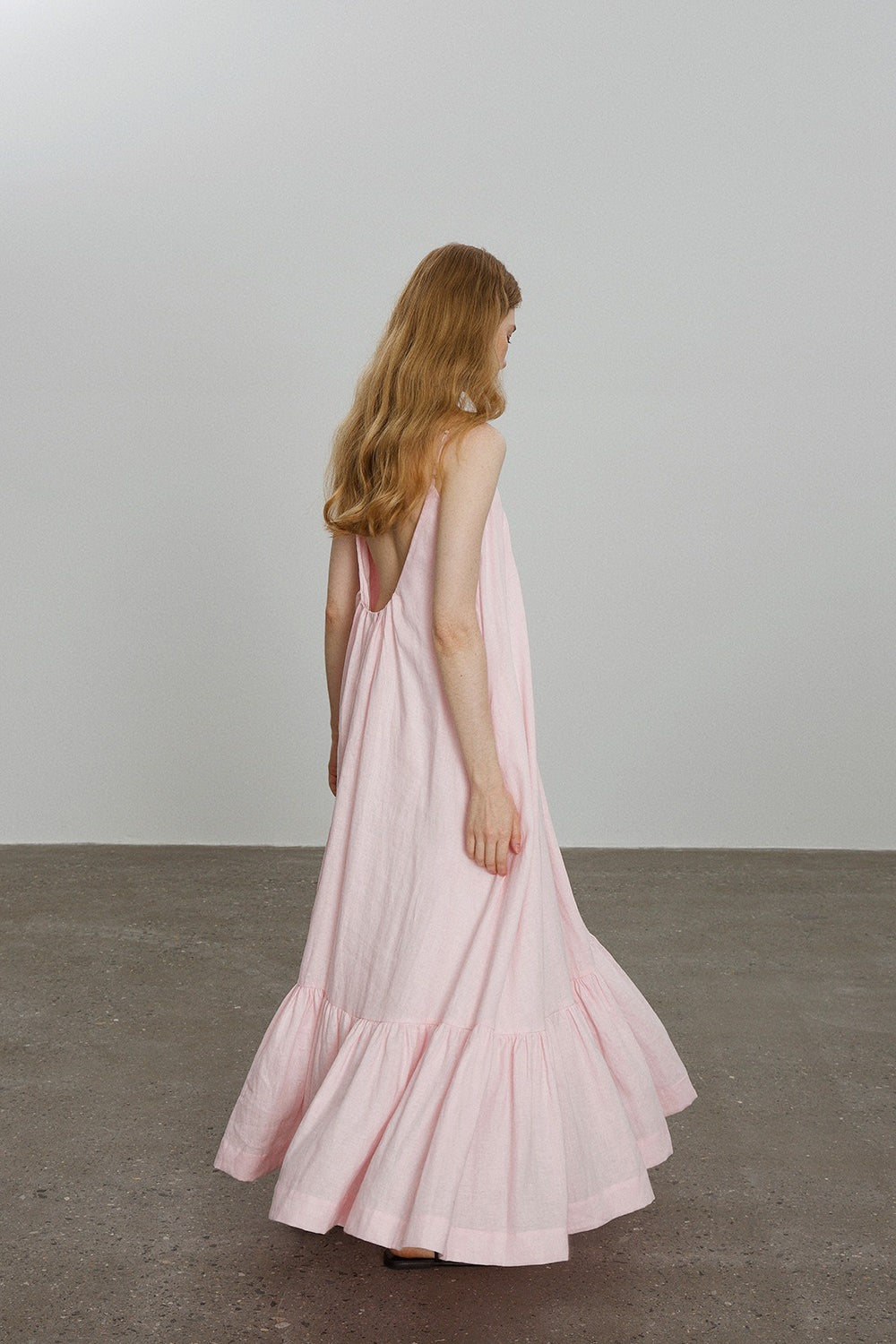 100% linen voluminous strap dress